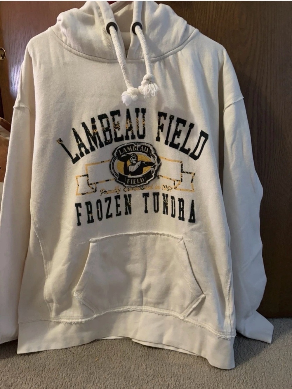 J. America Vintage Cream Hooded Sweatshirt - XL